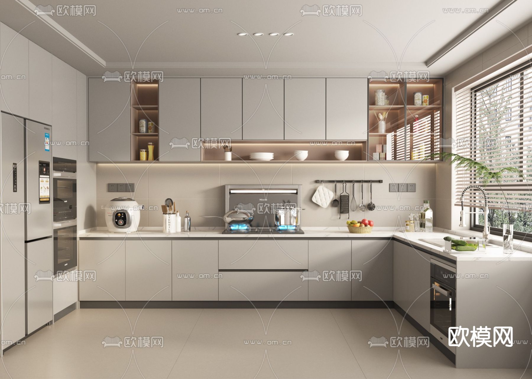 现代厨房 橱柜3d模型下载