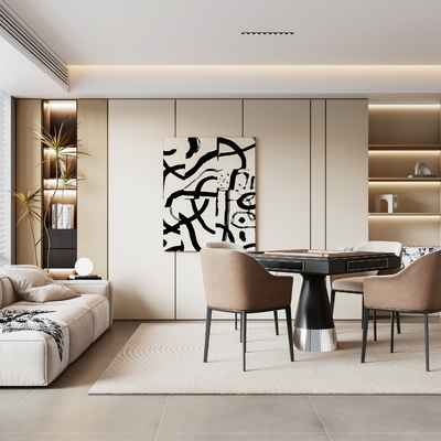  现代棋牌室 麻将桌su模型 