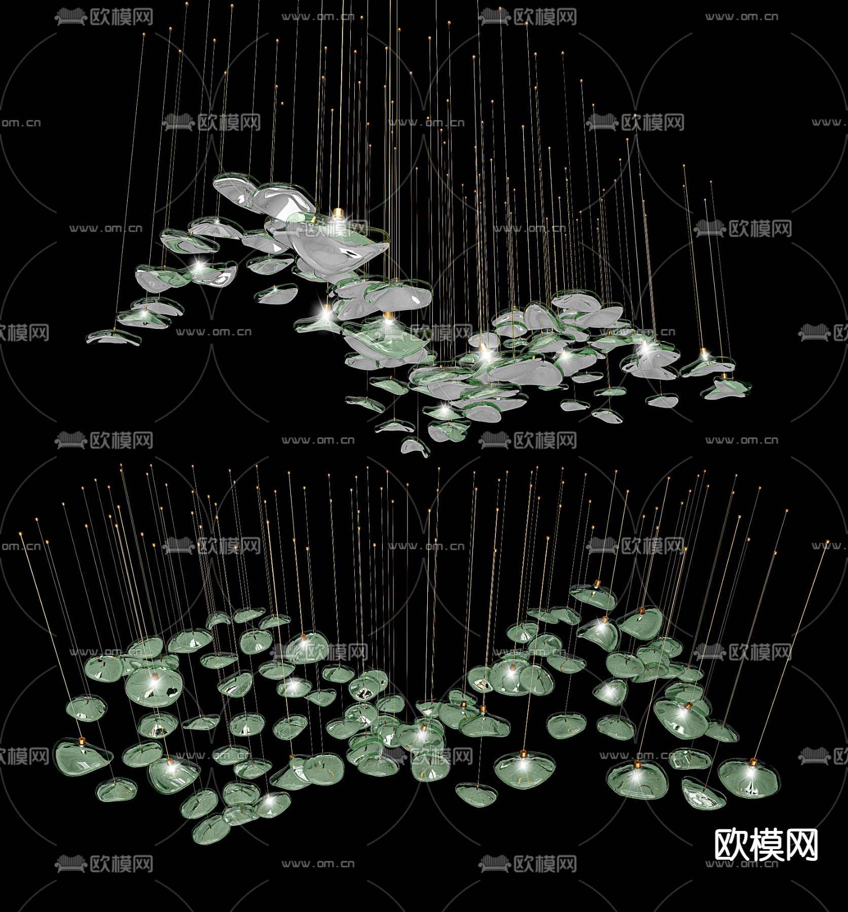 吊灯 玻璃吊灯 装饰吊灯su模型下载（渲染图1）