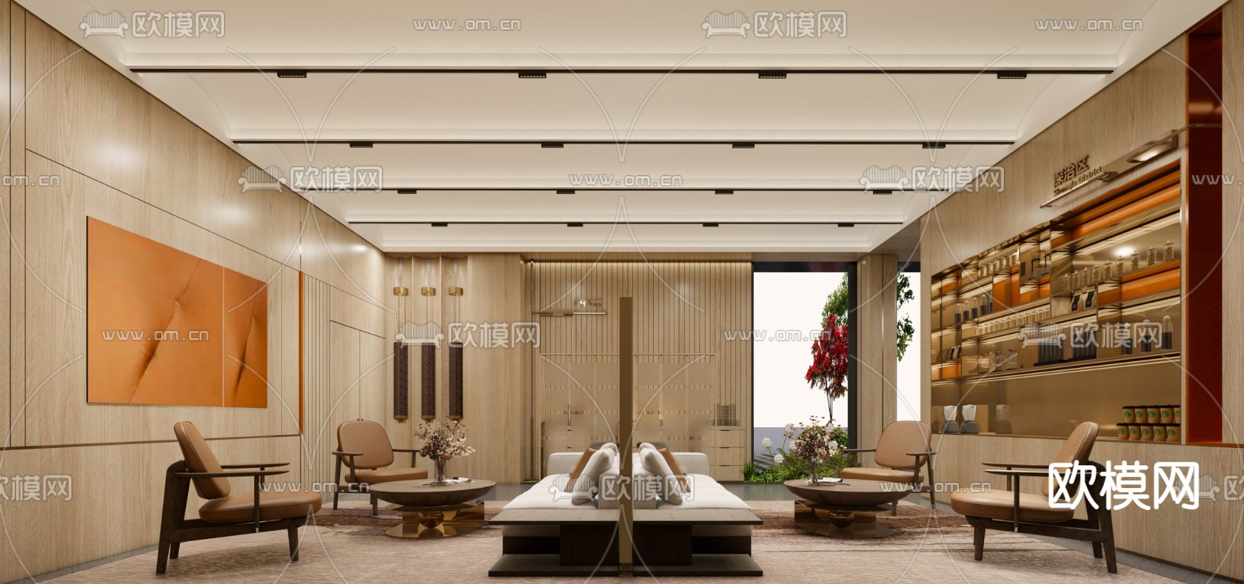 现代咖啡厅su模型下载（渲染图2）