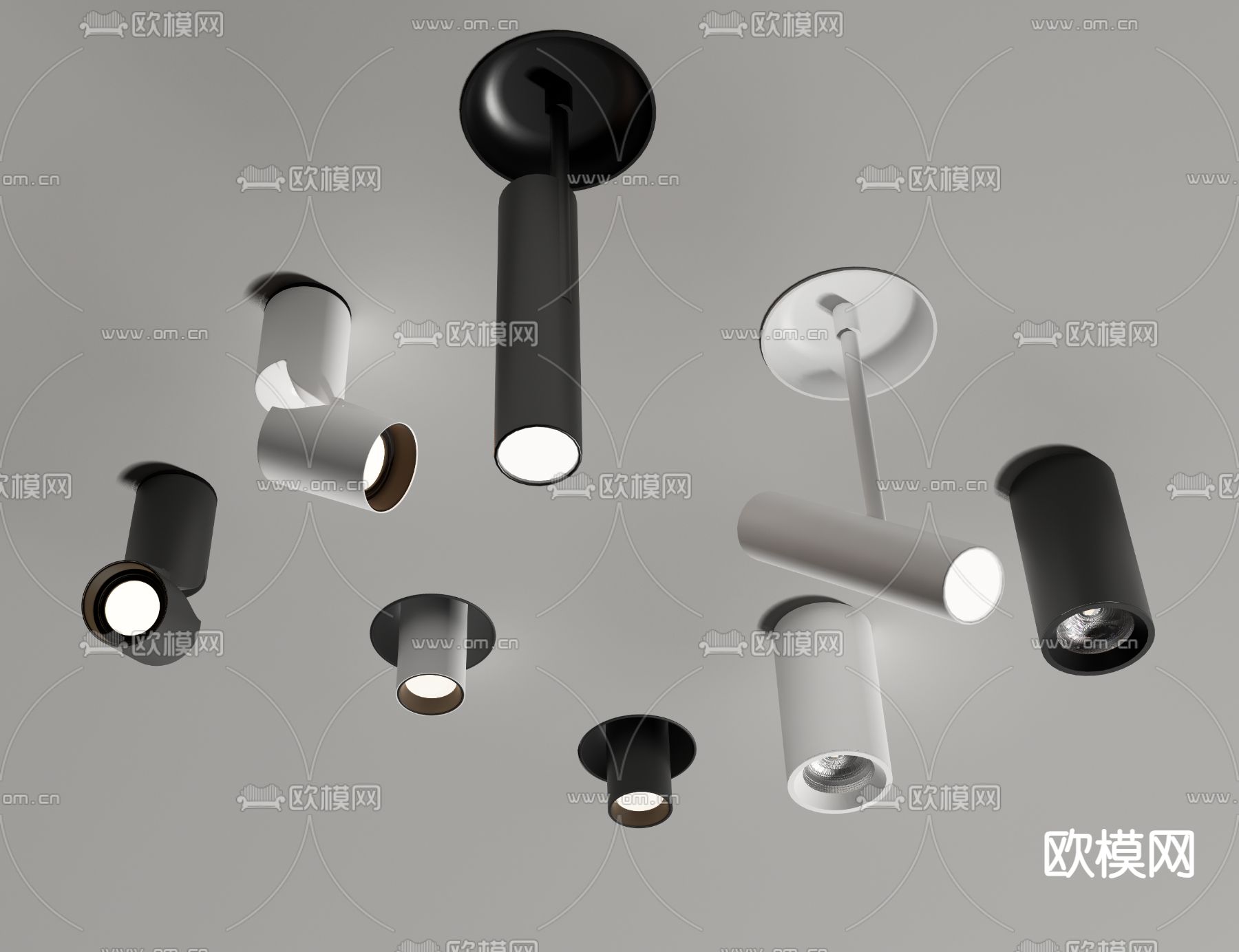 现代筒灯 射灯su模型下载（渲染图1）