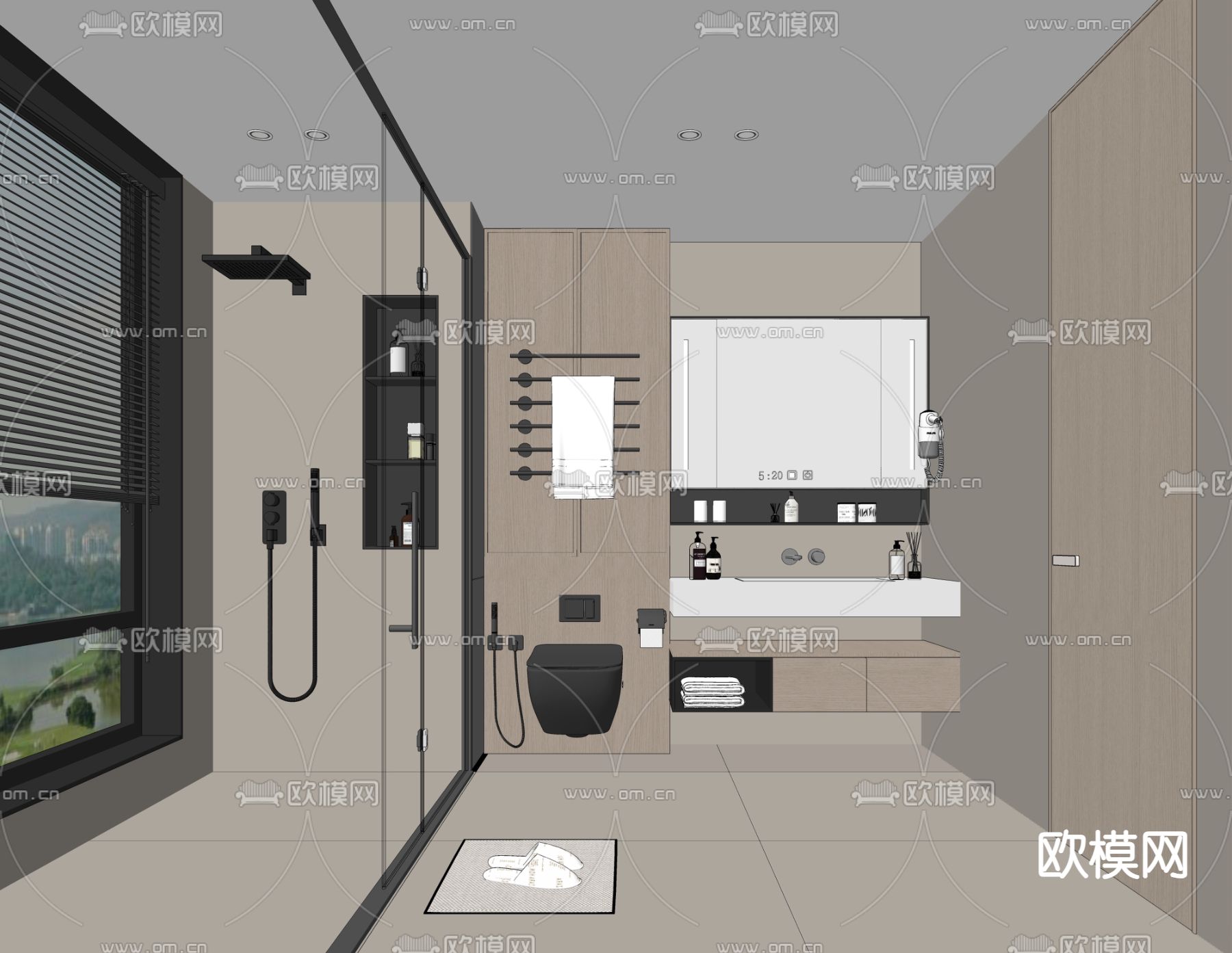 现代卫生间 浴室su模型下载（渲染图2）