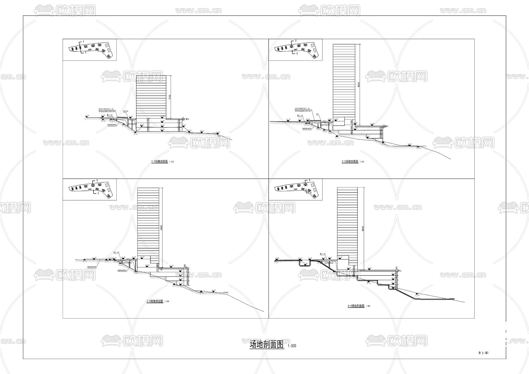 高铁主干道南侧边坡架空结构工程cad施工图下载（渲染图3）
