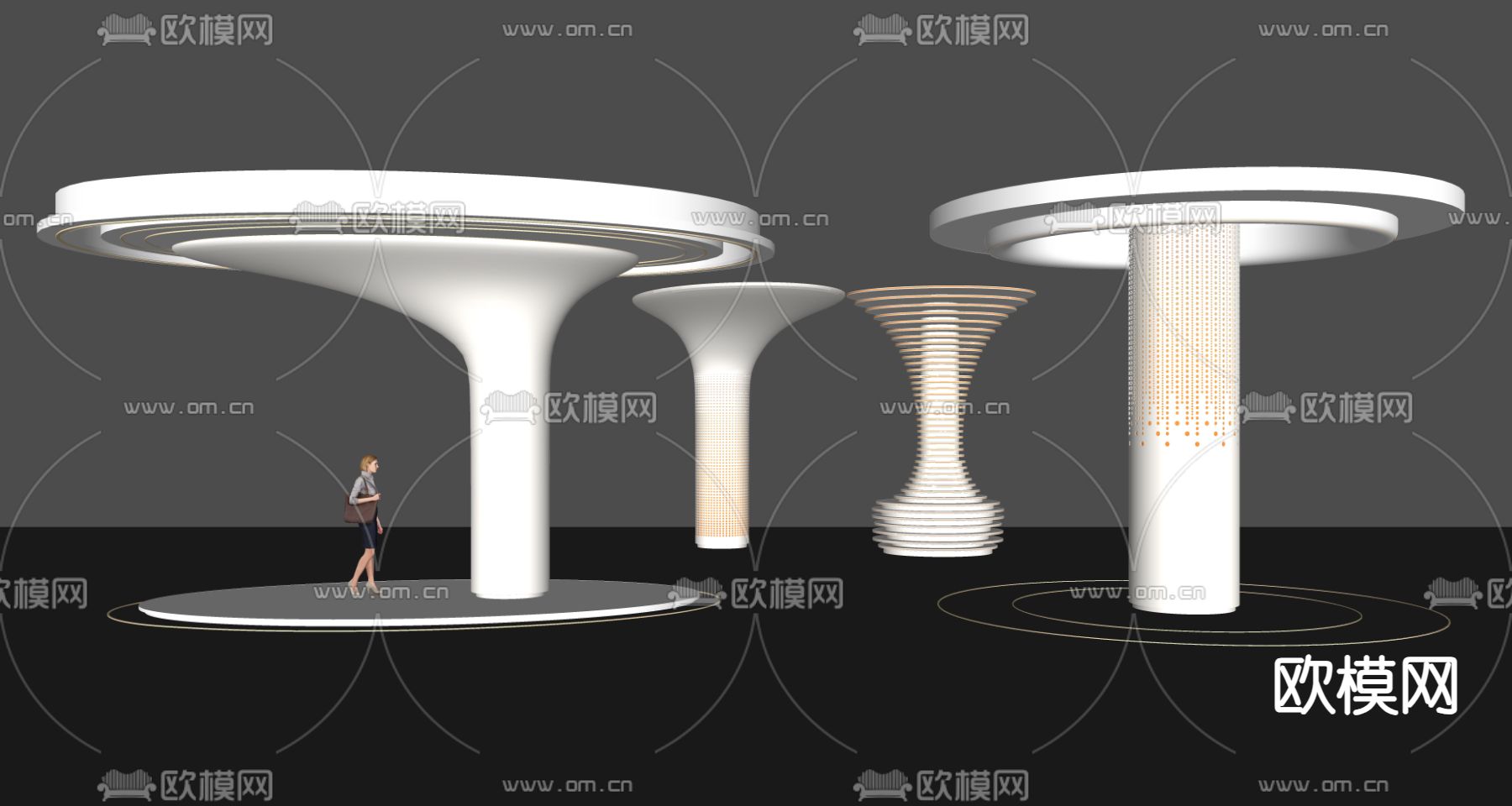 异形柱子 灯柱su模型下载（渲染图4）