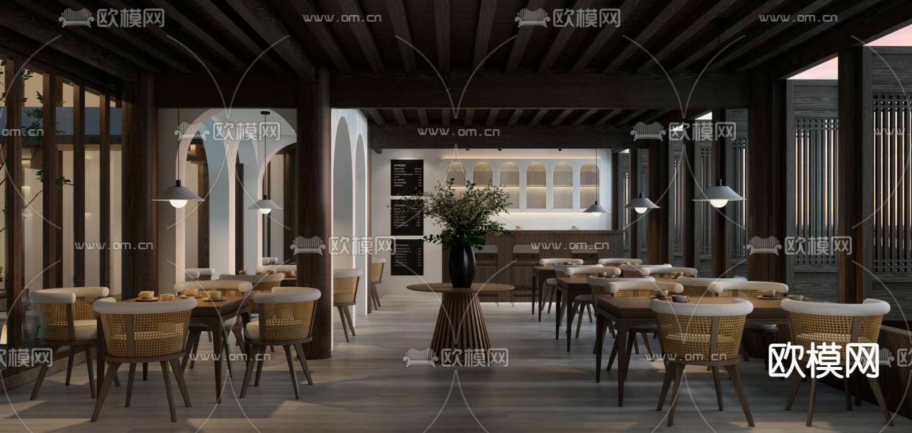 侘寂风咖啡厅su模型下载（渲染图1）