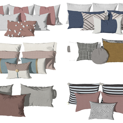  北欧抱枕 靠枕 枕头su模型 