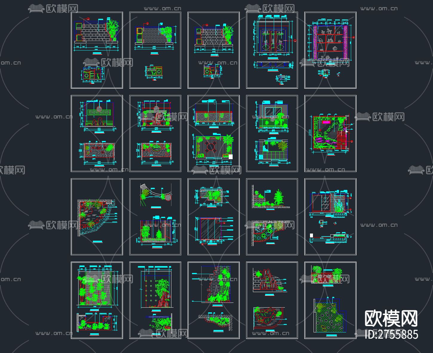 20套室内景观阳台露台庭院小品图集cad图库下载（渲染图10）