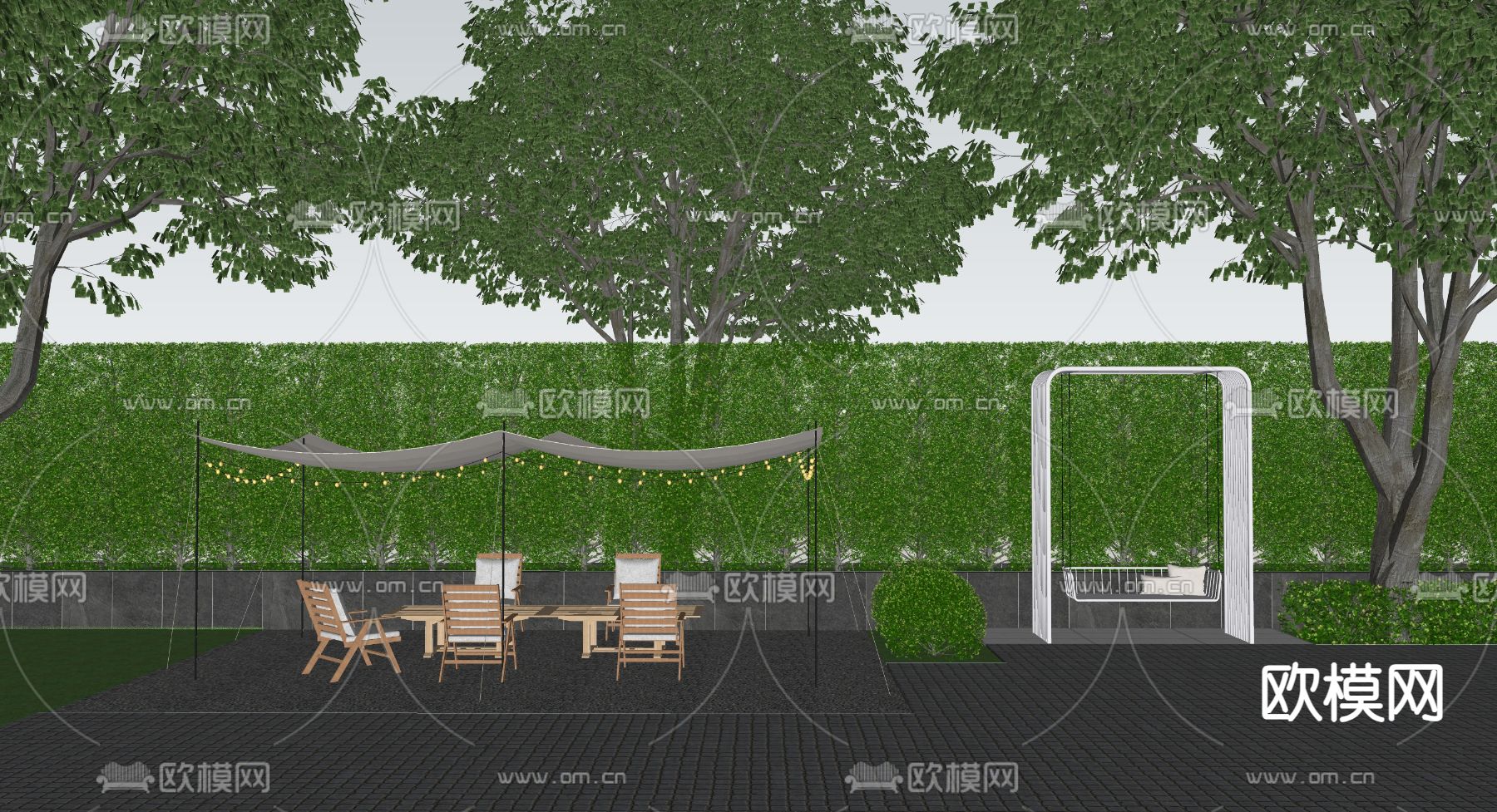 秋千 吊椅 户外椅su模型下载（渲染图4）