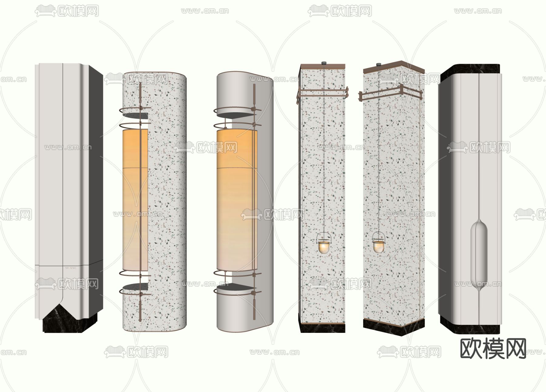 异形柱子 灯柱su模型下载（渲染图3）