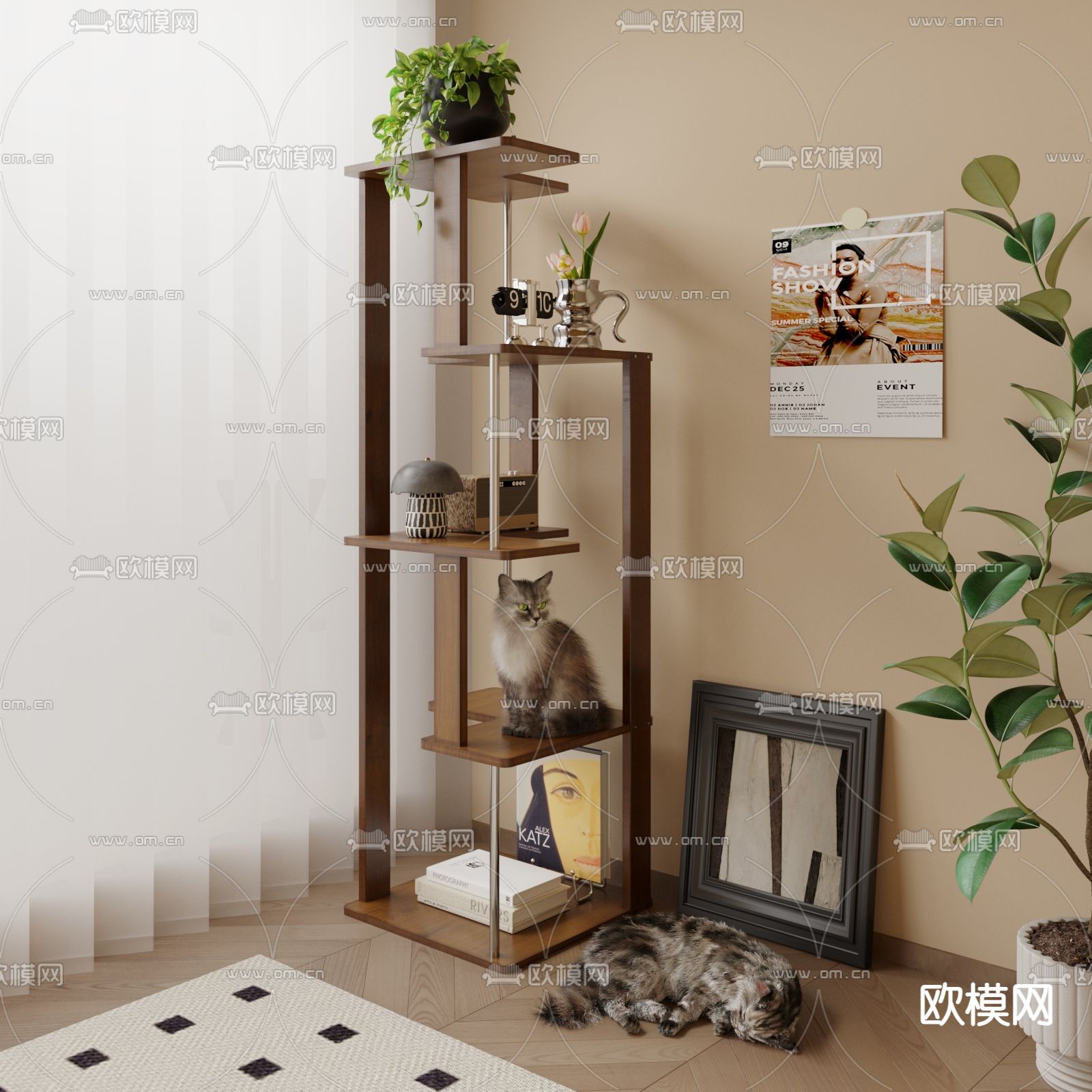 侘寂装饰架 置物架3d模型下载