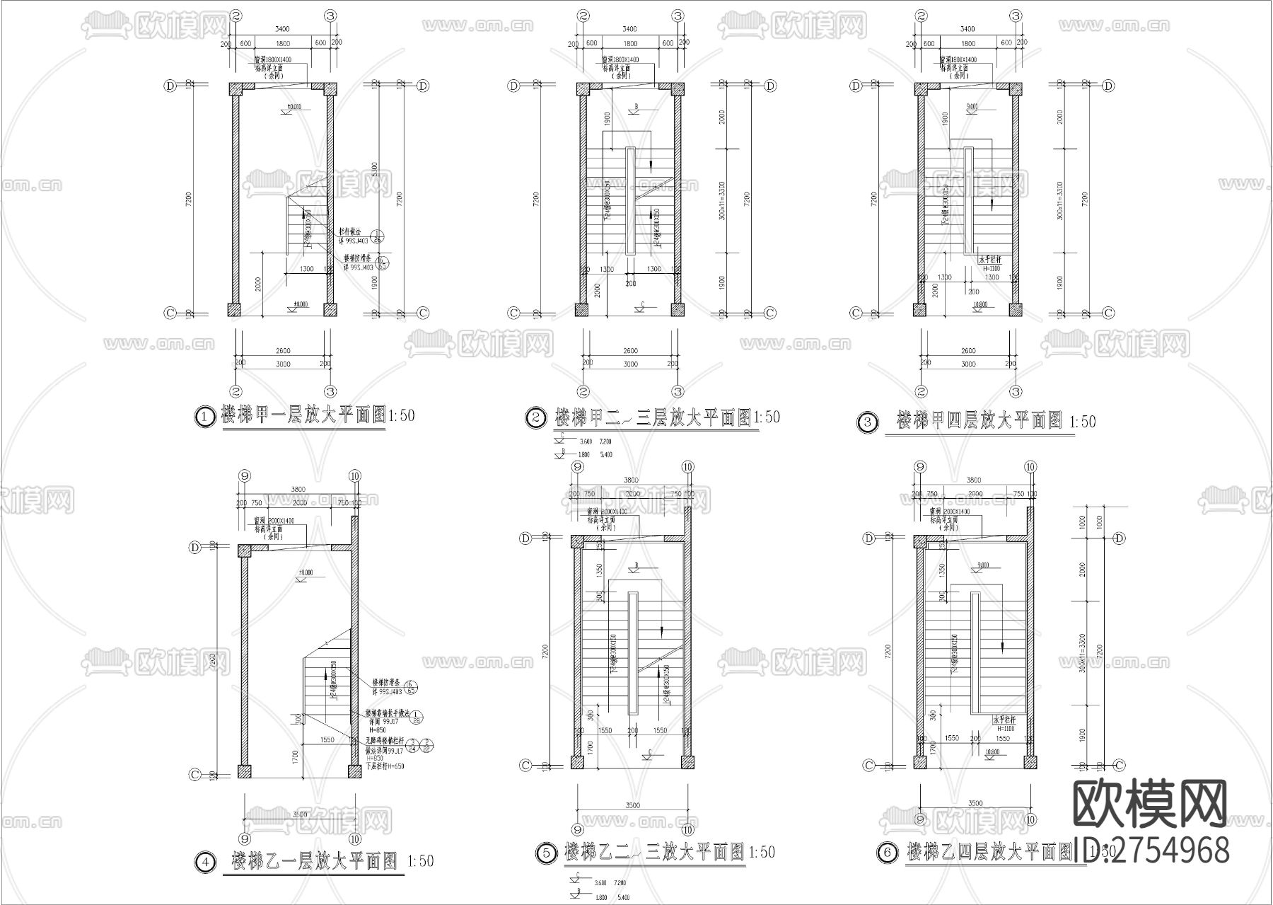 小学四层教学楼建筑CAD施工图下载（渲染图7）