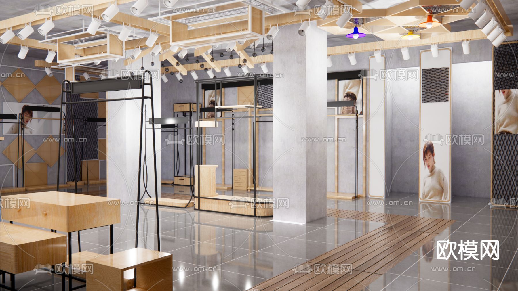 现代服装店su模型下载（渲染图2）