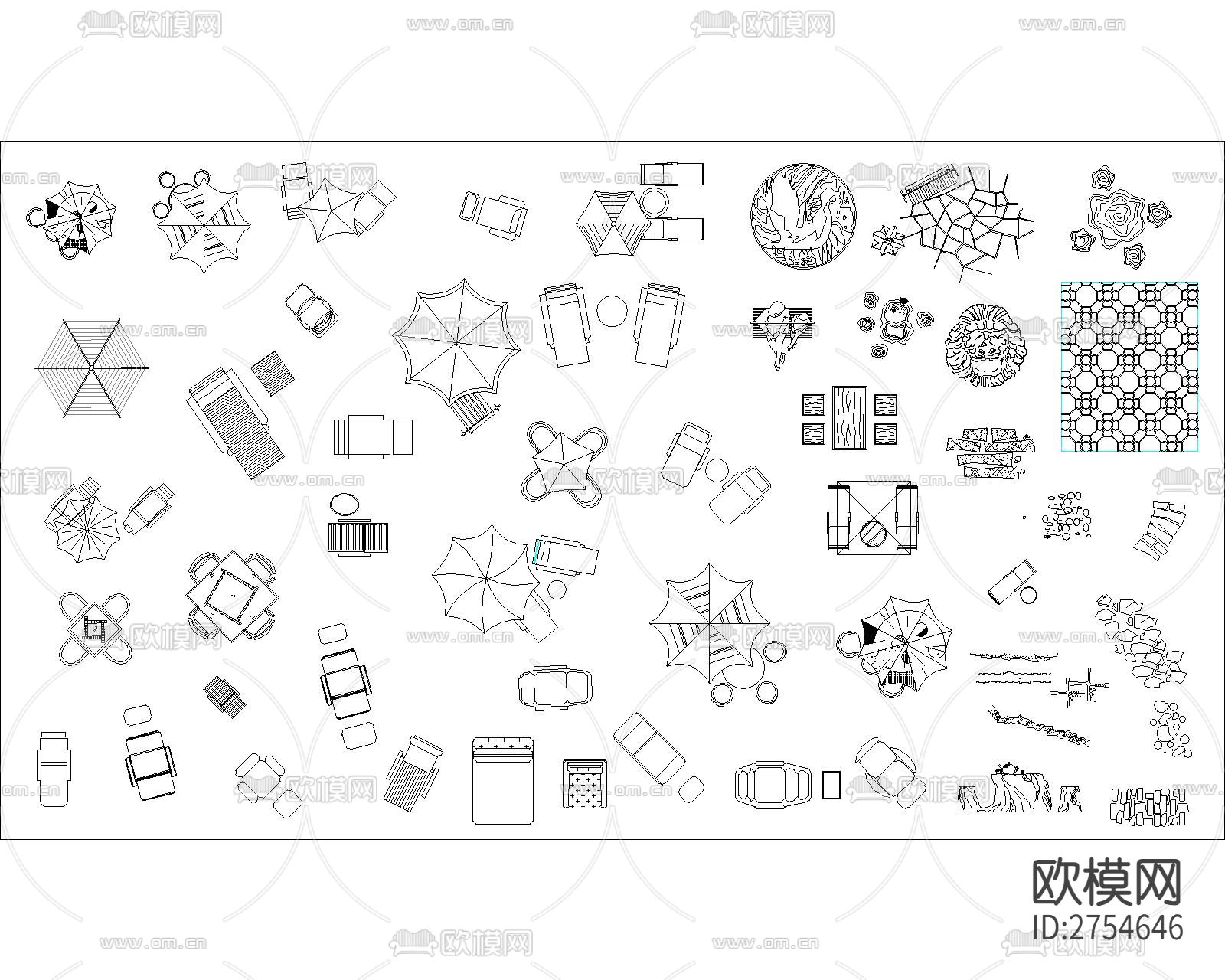 户外座椅CAD图库下载（渲染图2）