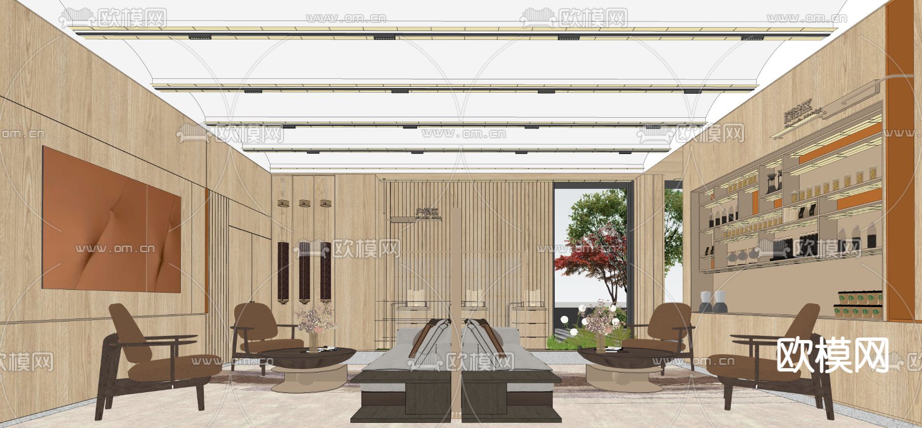 现代咖啡厅su模型下载（渲染图3）