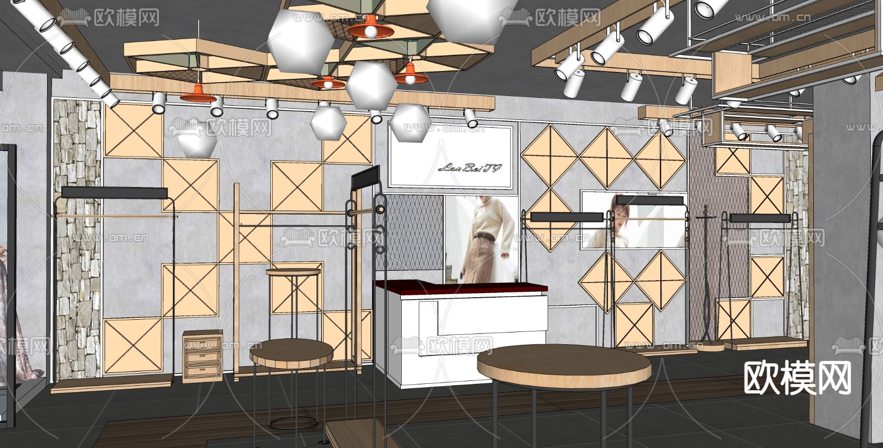 现代服装店su模型下载（渲染图3）
