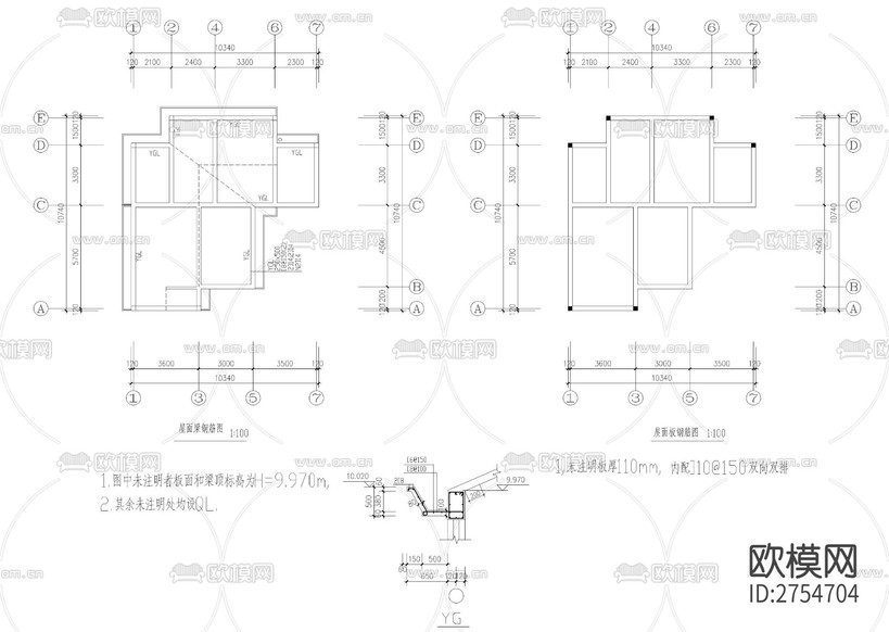 農(nóng)房建筑結(jié)構(gòu)CAD施工圖下載(渲染圖8)