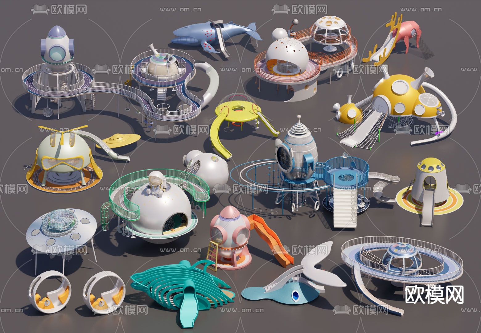 儿童器材 滑梯su模型下载（渲染图1）