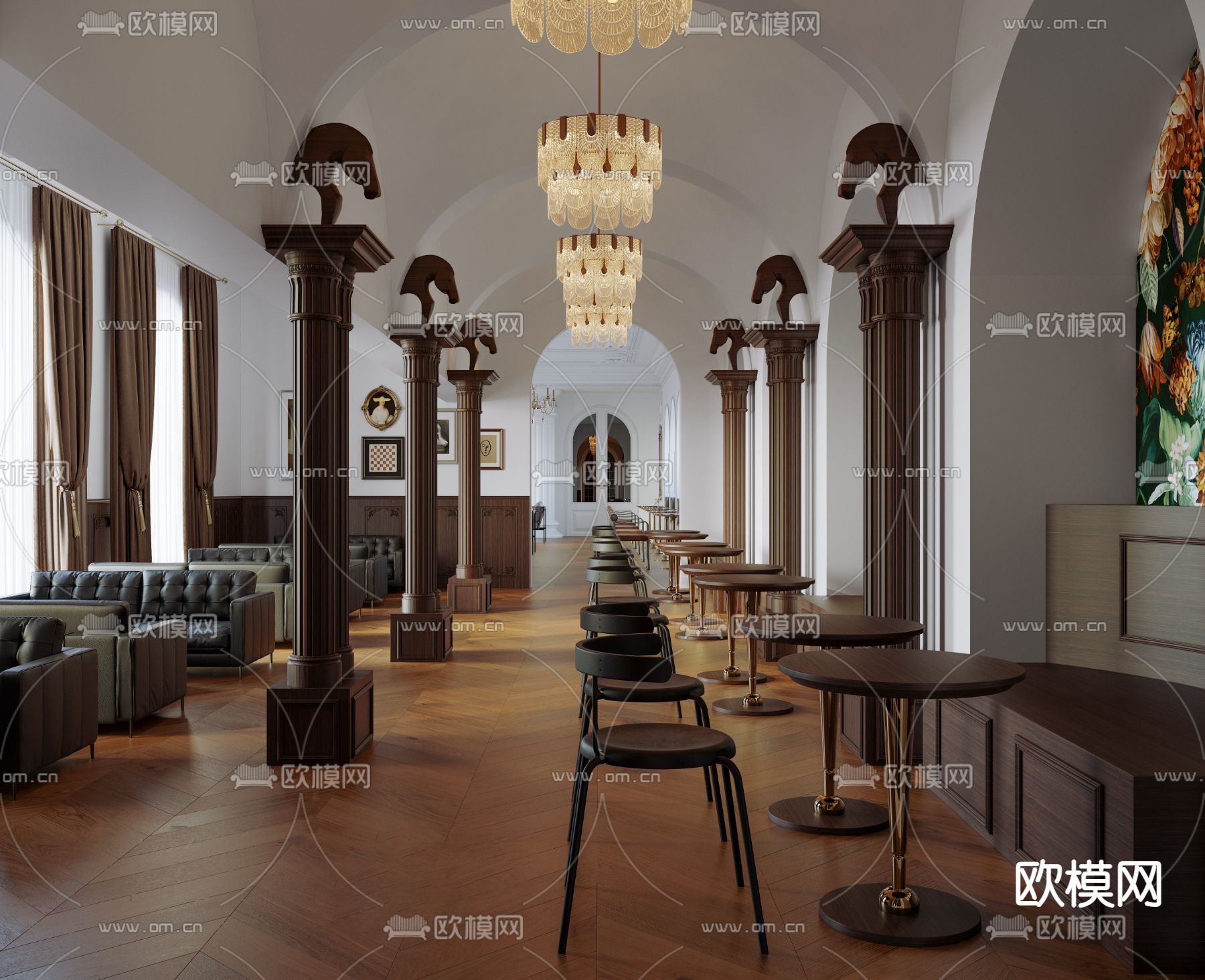美式咖啡厅 咖啡馆3d模型下载