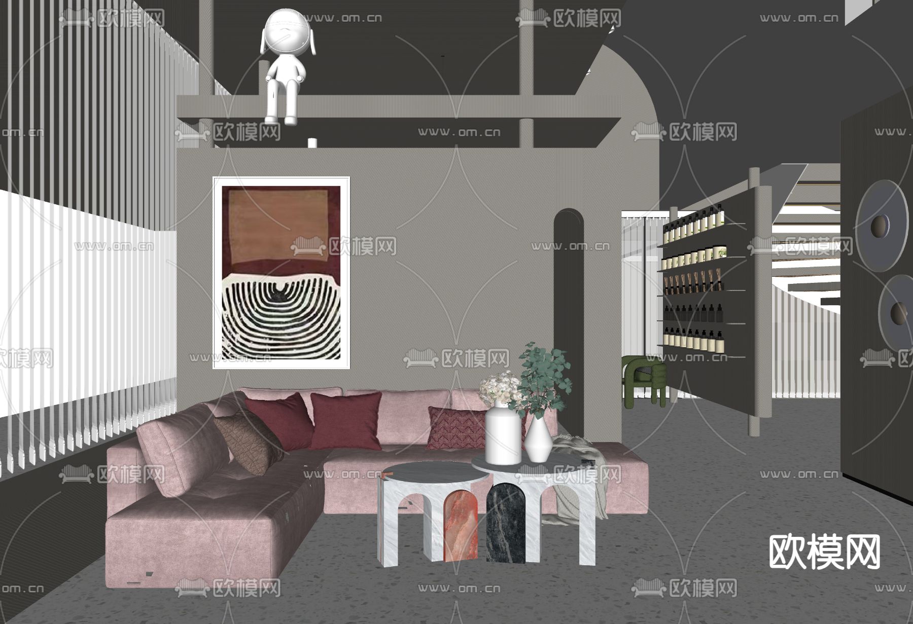 现代美容院大厅su模型下载（渲染图2）