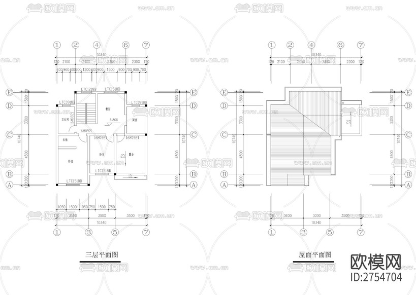 農(nóng)房建筑結(jié)構(gòu)CAD施工圖下載(渲染圖2)