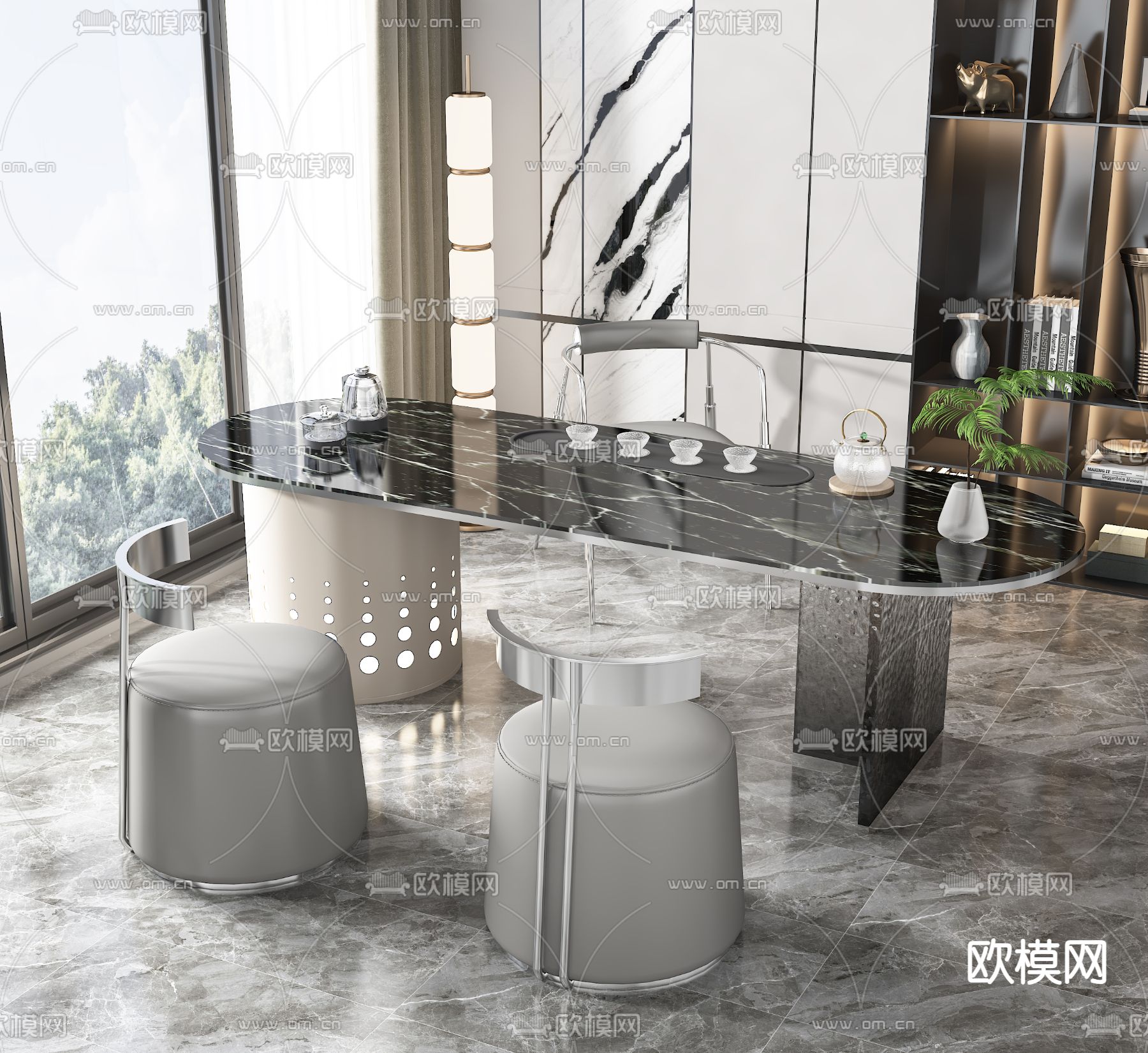 现代茶桌 茶台3d模型下载