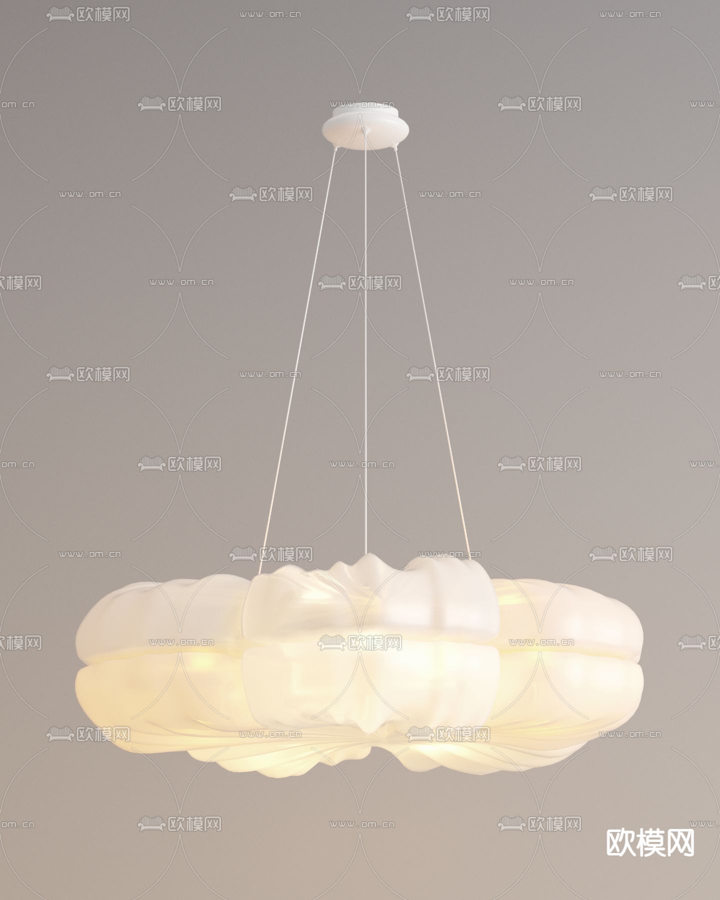 奶油风吊灯su模型下载（渲染图1）