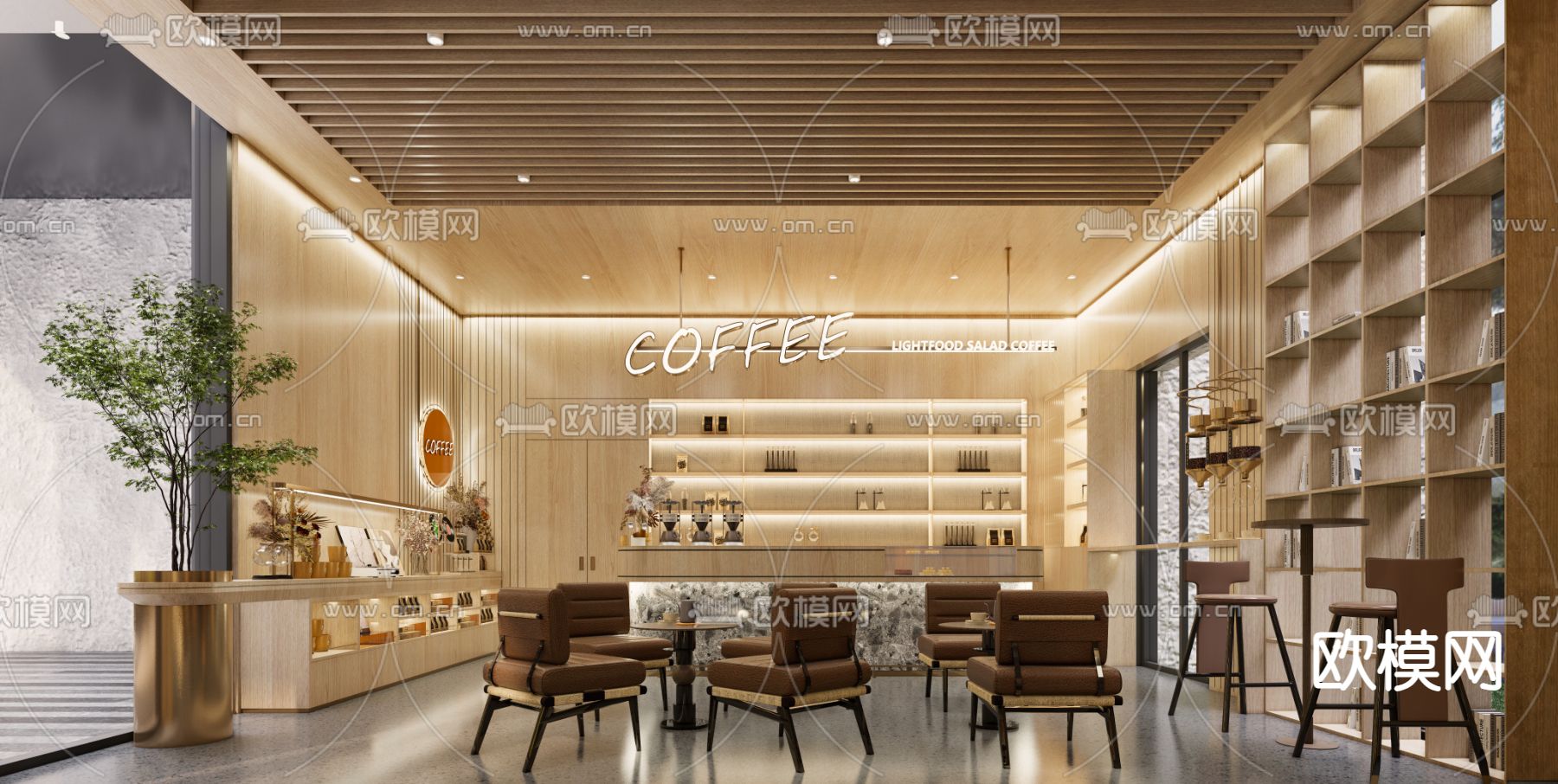 现代咖啡厅su模型下载（渲染图1）