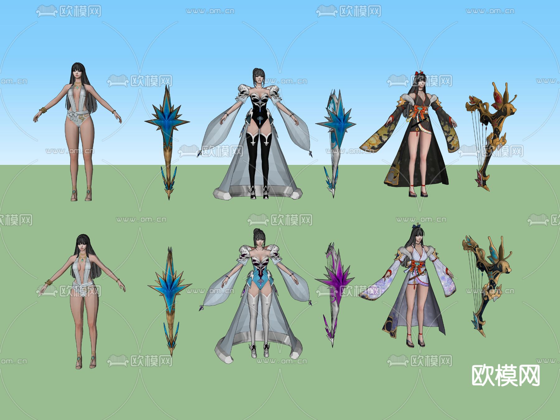 虚拟游戏角色su模型下载（渲染图2）