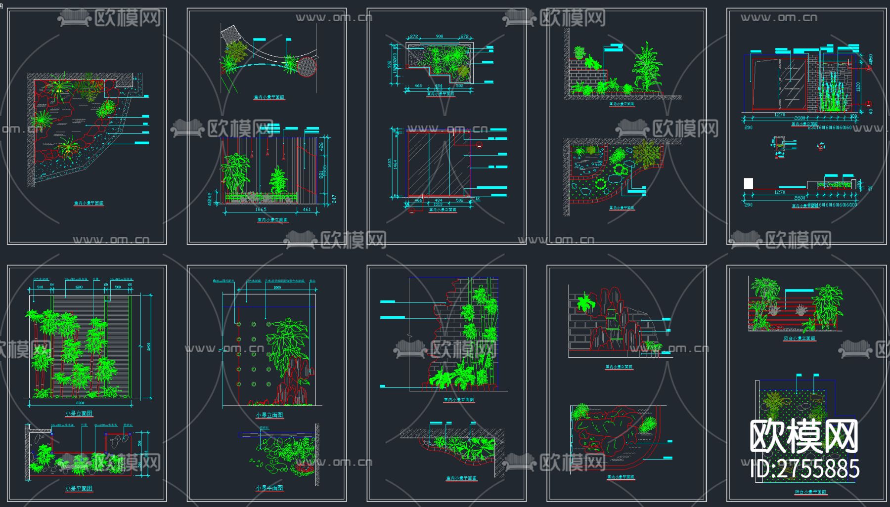 20套室内景观阳台露台庭院小品图集cad图库下载（渲染图9）