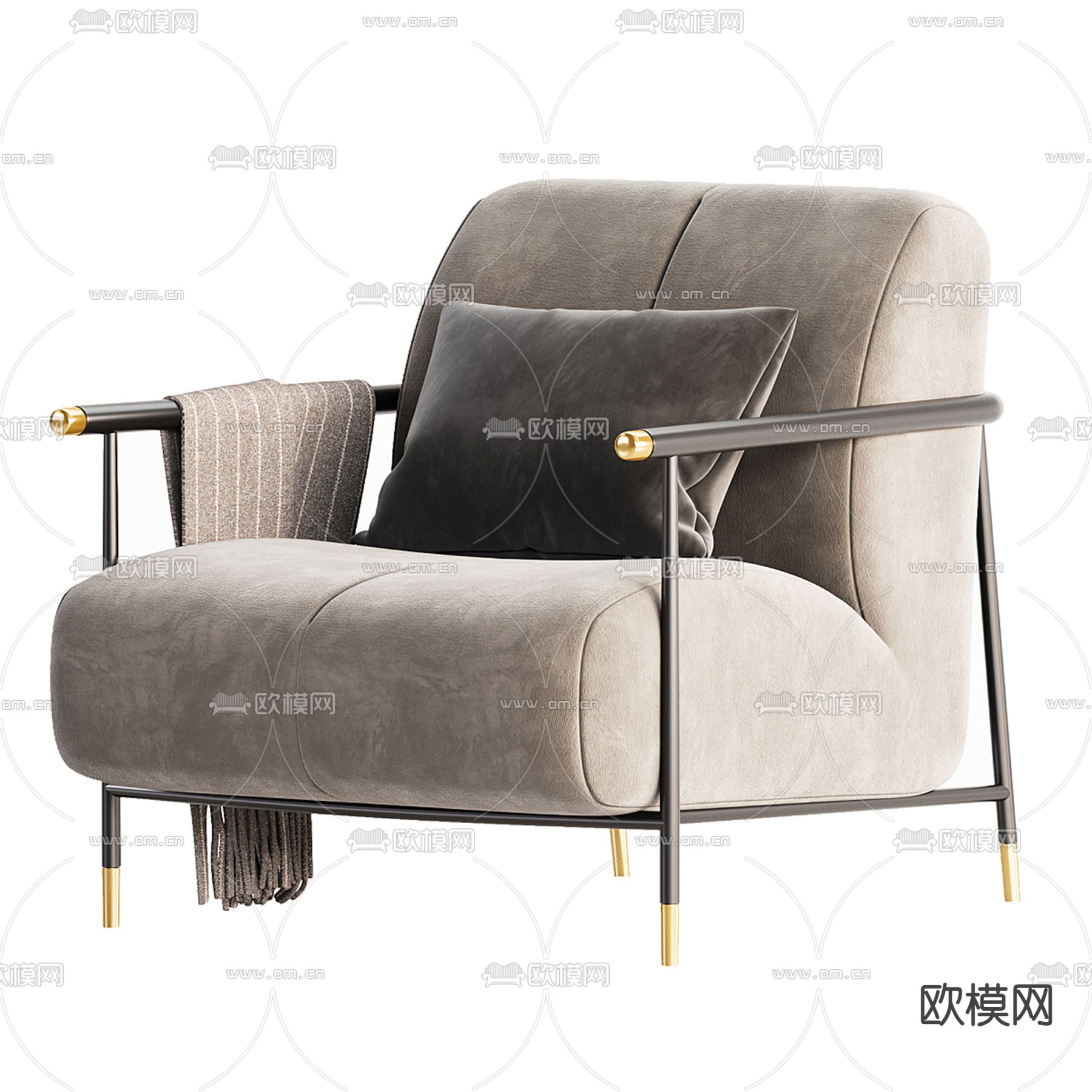 轻奢沙发椅3d模型下载（渲染图3）