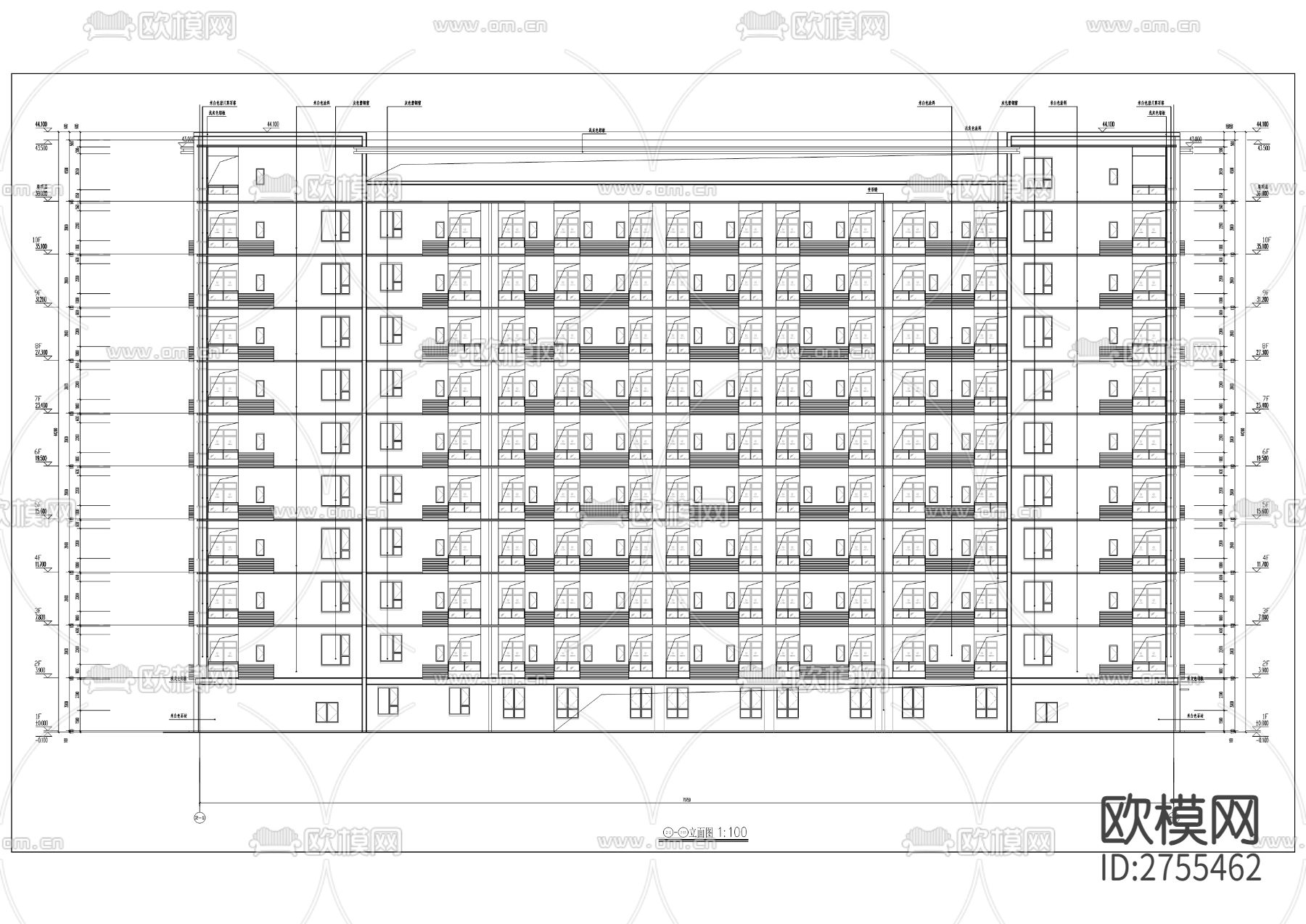 前沿科技城公寓樓工程cad施工圖下載（渲染圖5）