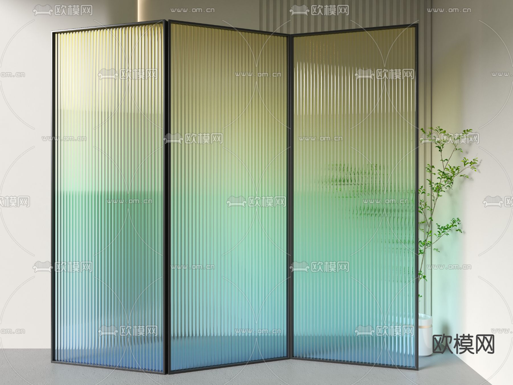 渐变玻璃屏风 隔断3d模型下载