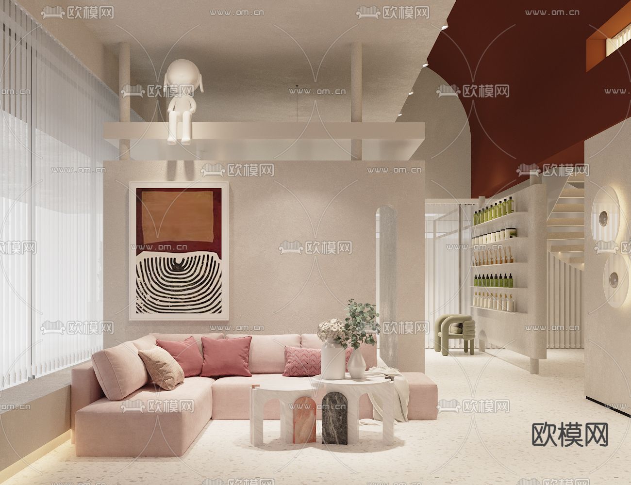 现代美容院大厅su模型下载（渲染图1）