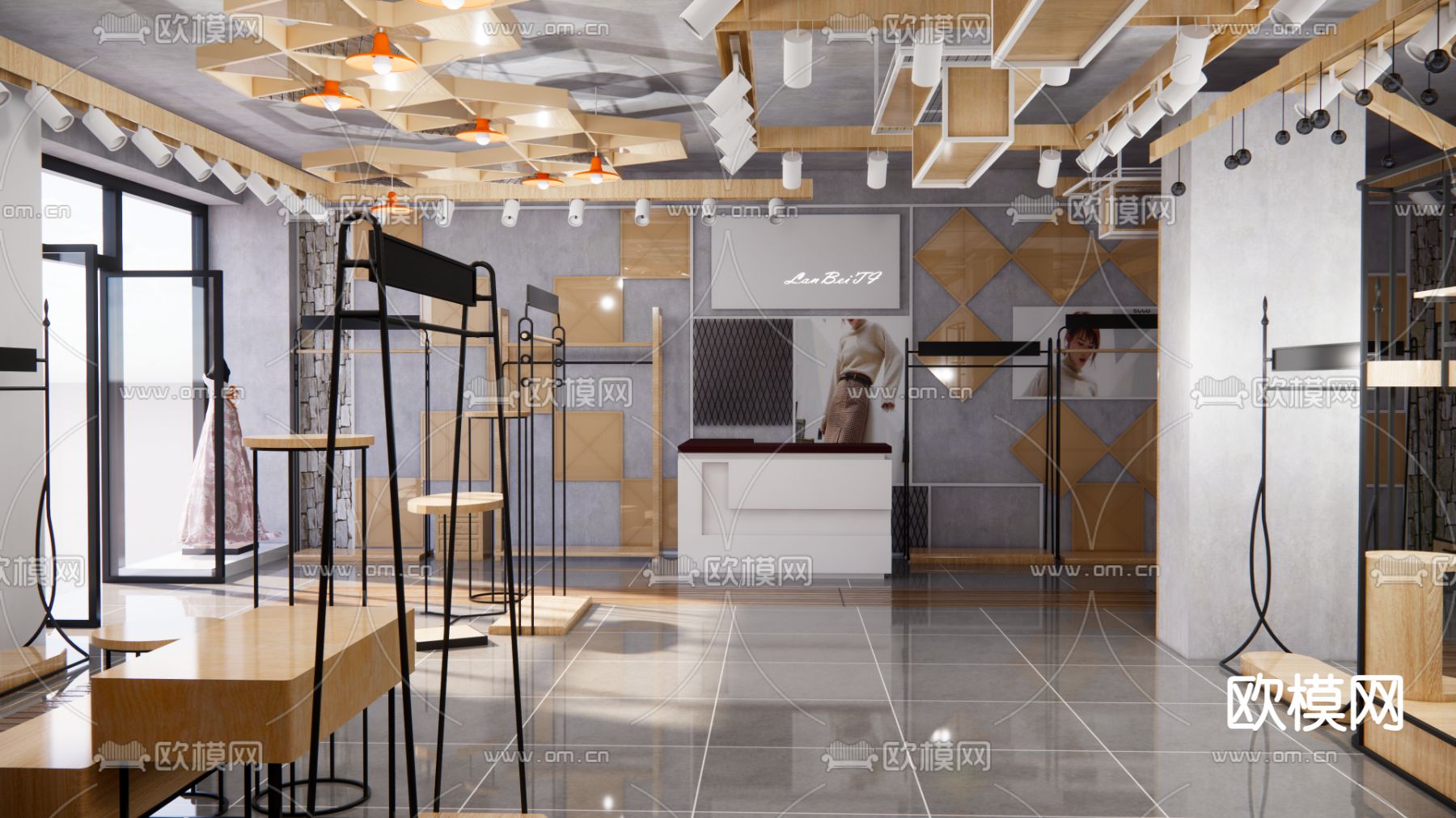 现代服装店su模型下载（渲染图1）