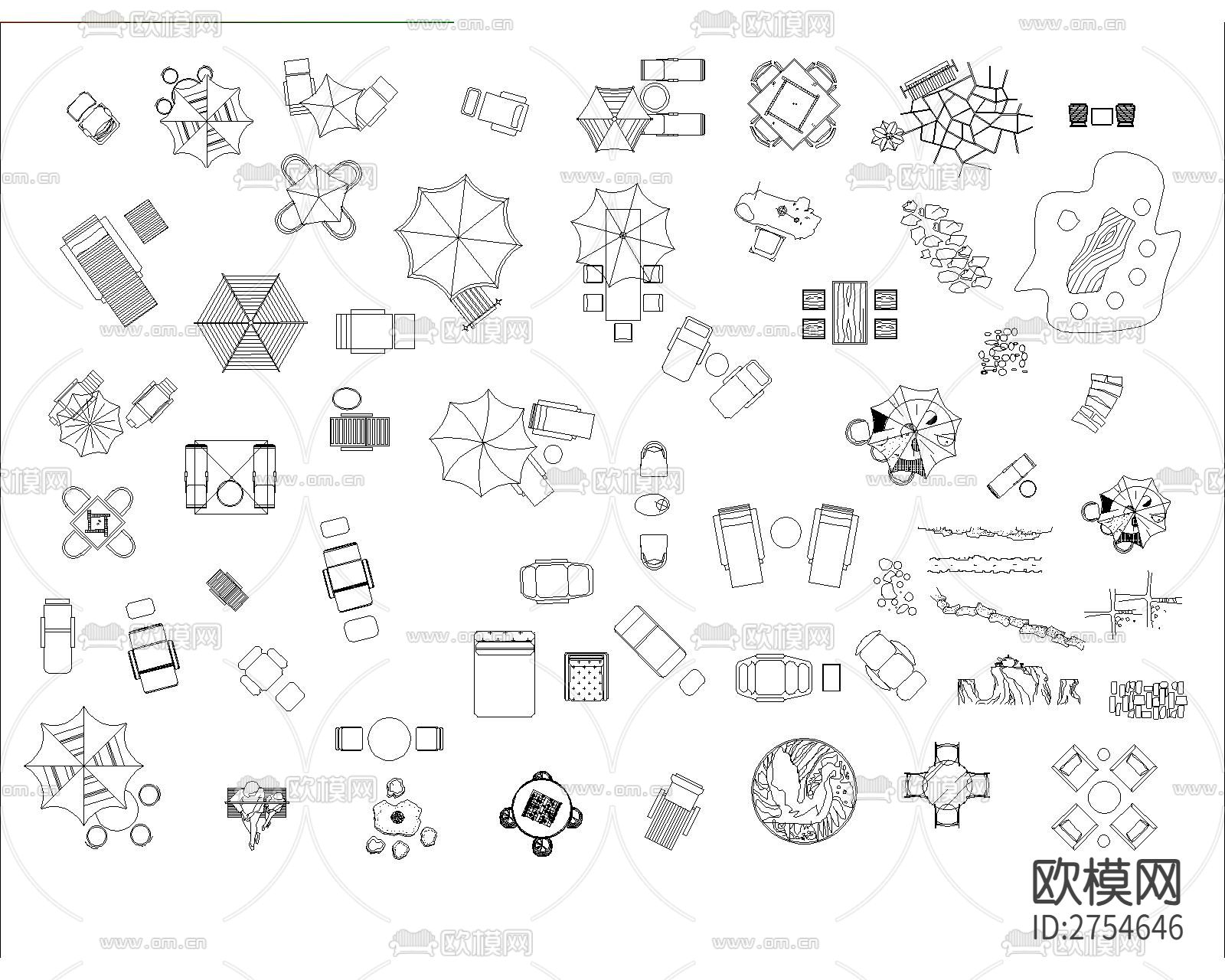 户外座椅CAD图库下载（渲染图3）