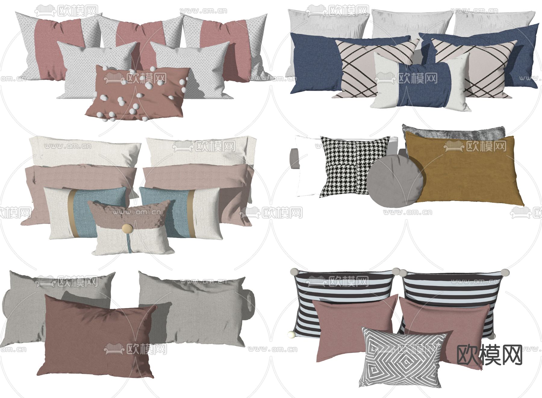 北欧抱枕 靠枕 枕头su模型下载