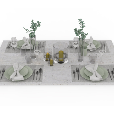  西餐餐具su模型 