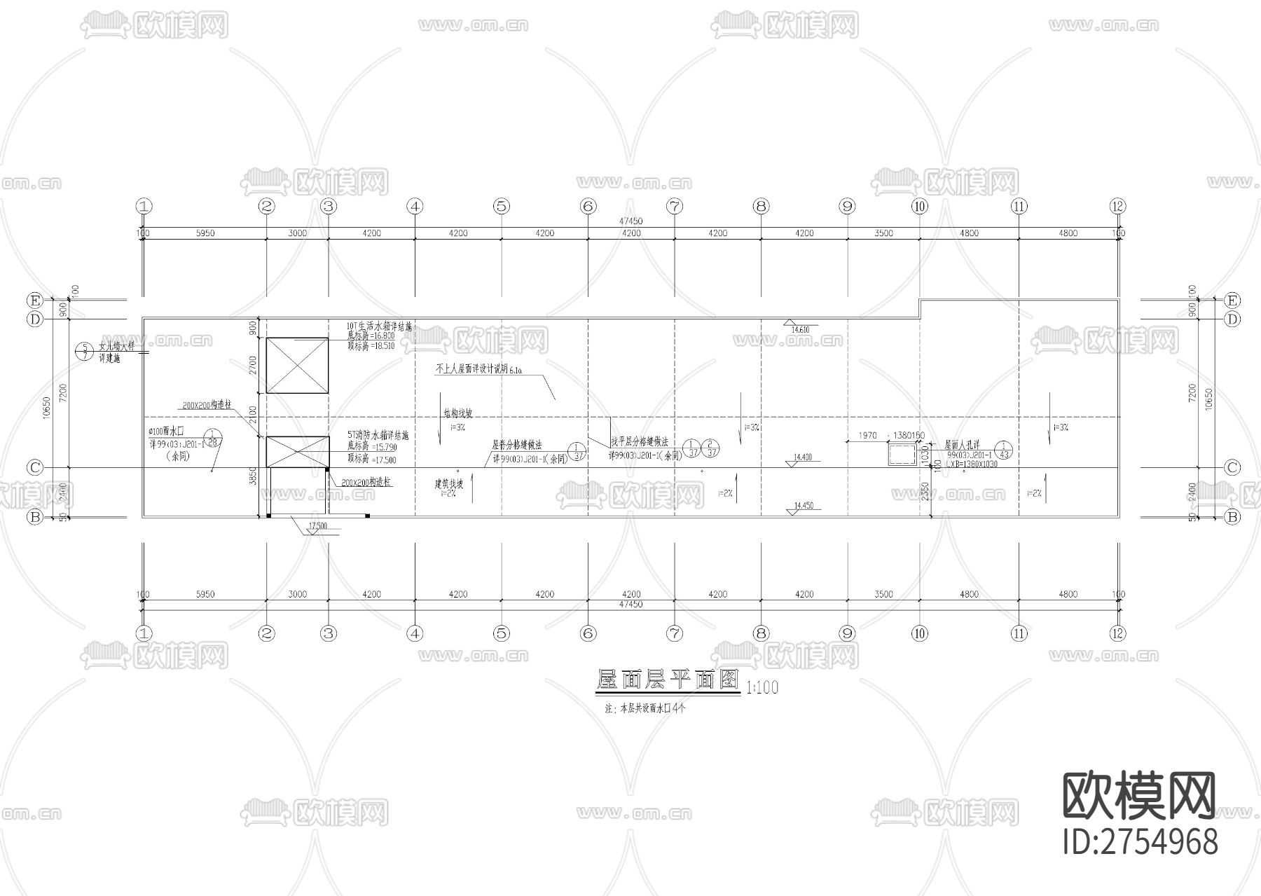 小学四层教学楼建筑CAD施工图下载（渲染图1）