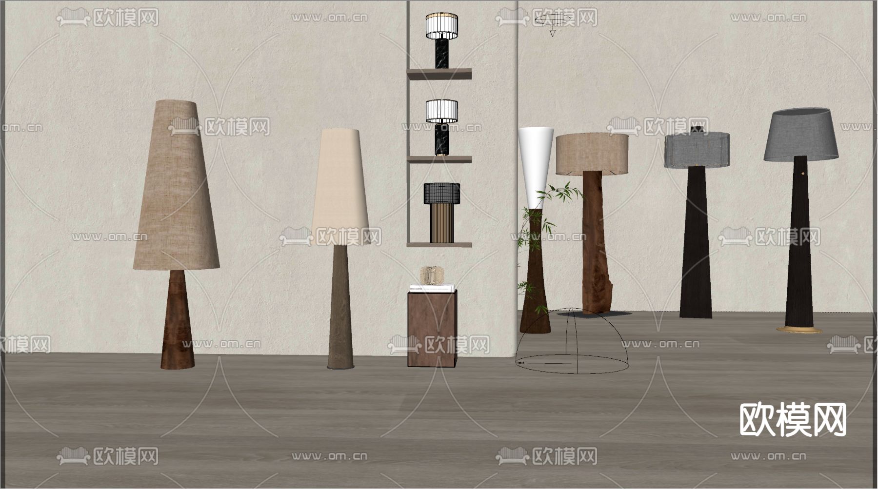 侘寂风落地灯su模型下载（渲染图2）