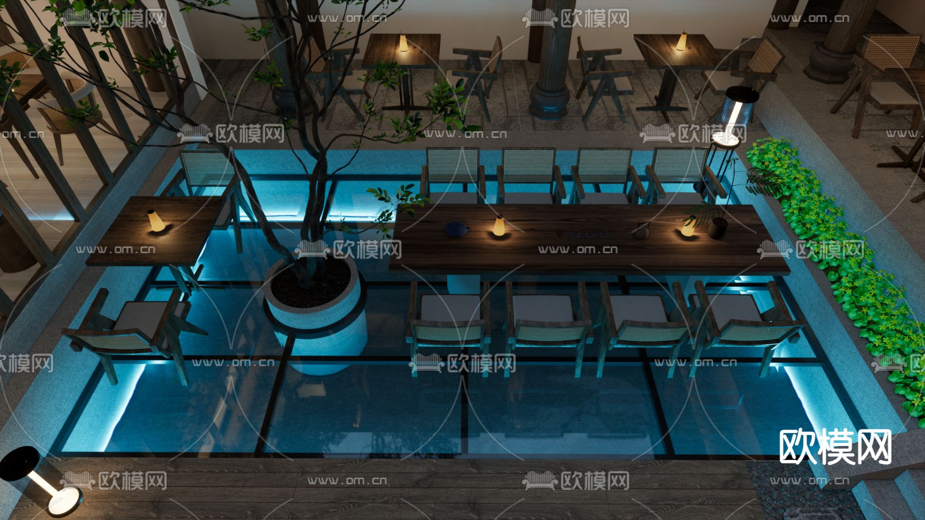 侘寂风咖啡厅su模型下载（渲染图3）