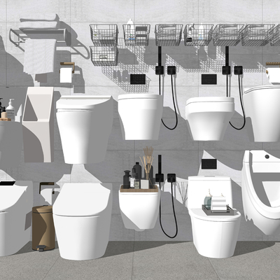  马桶 坐便器 蹲便 洁具su模型 