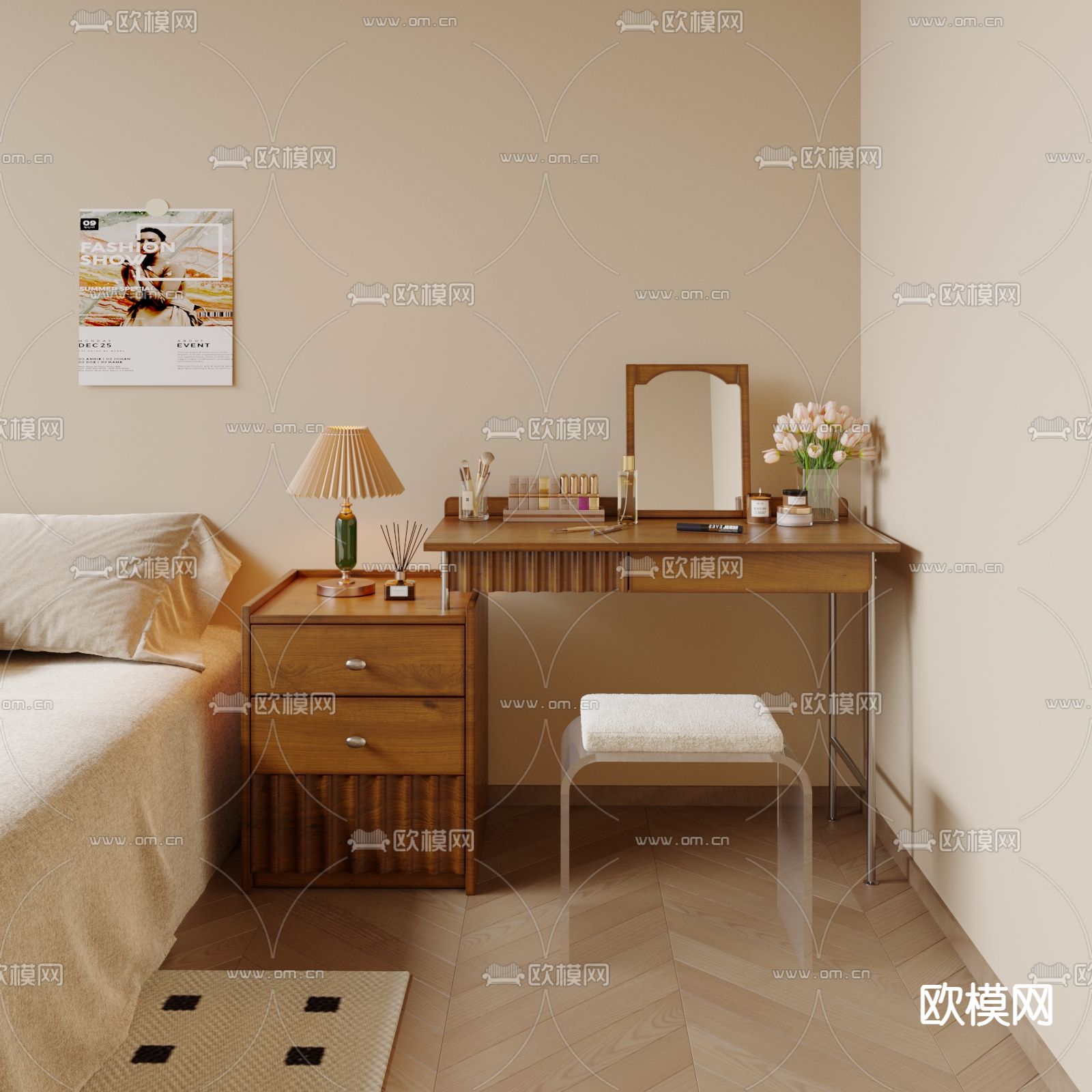 侘寂梳妆台3d模型下载