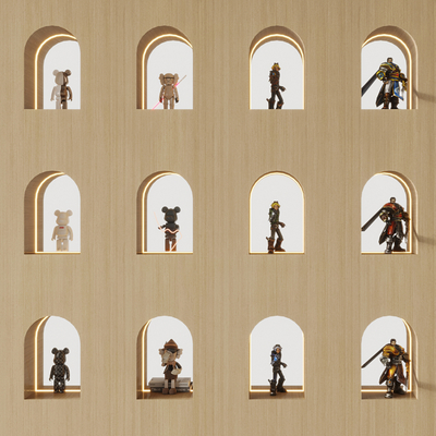  潮玩 手办墙su模型 