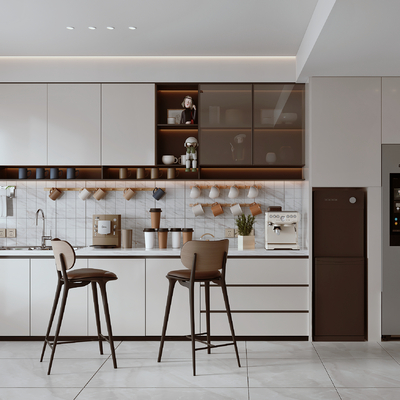  现代办公茶水间su模型 