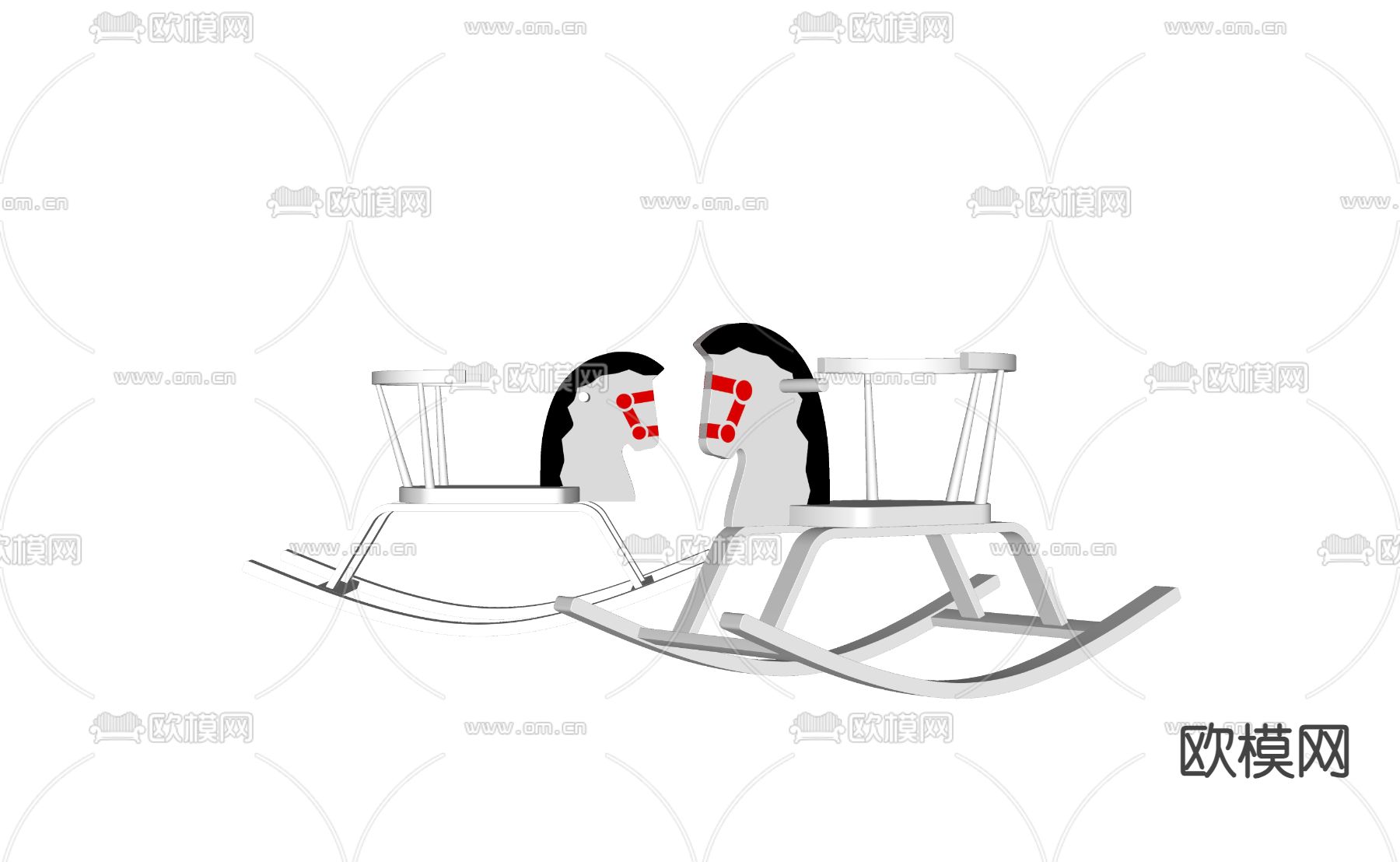 儿童木马 玩具su模型下载（渲染图2）