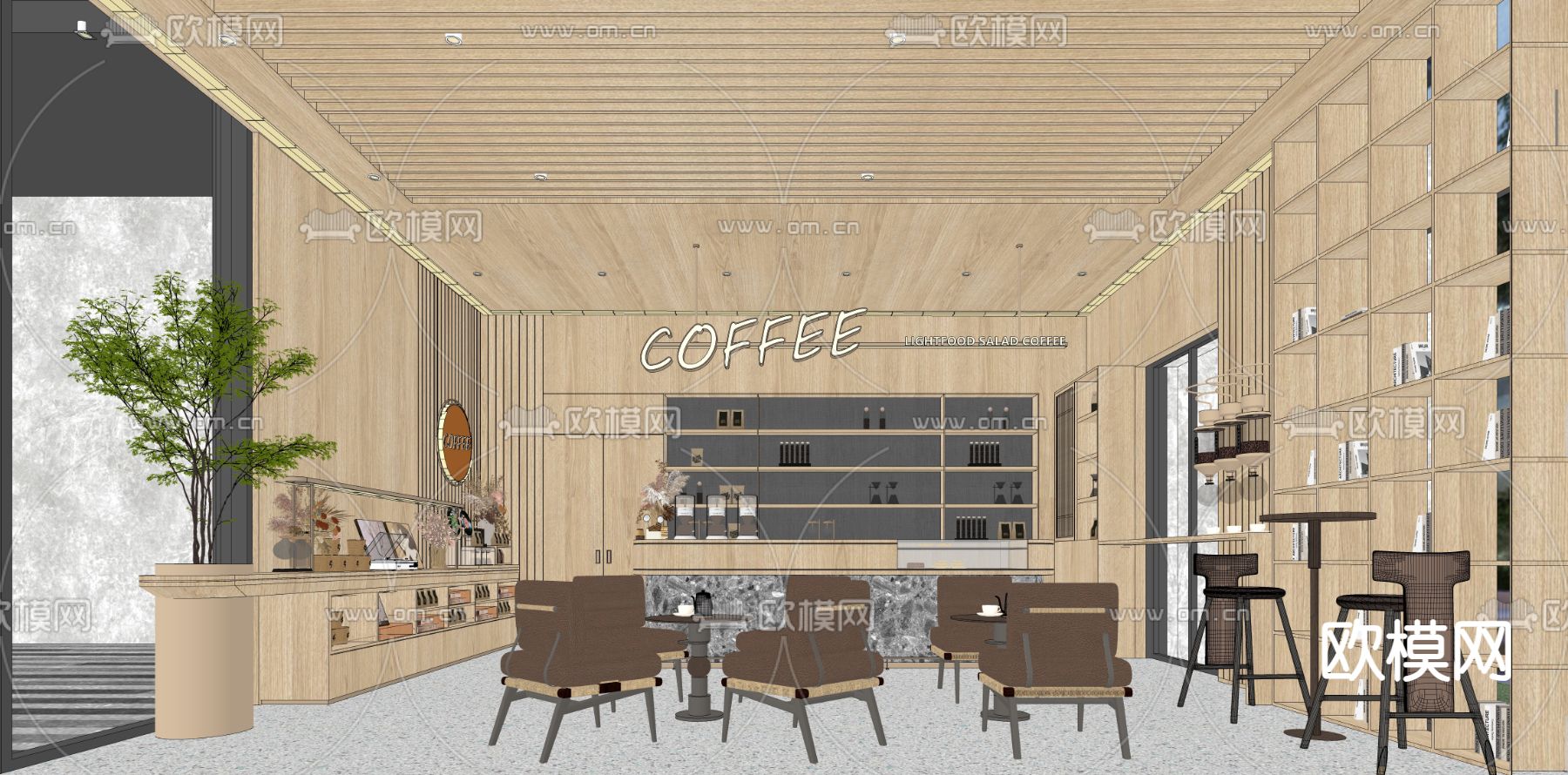 现代咖啡厅su模型下载（渲染图4）
