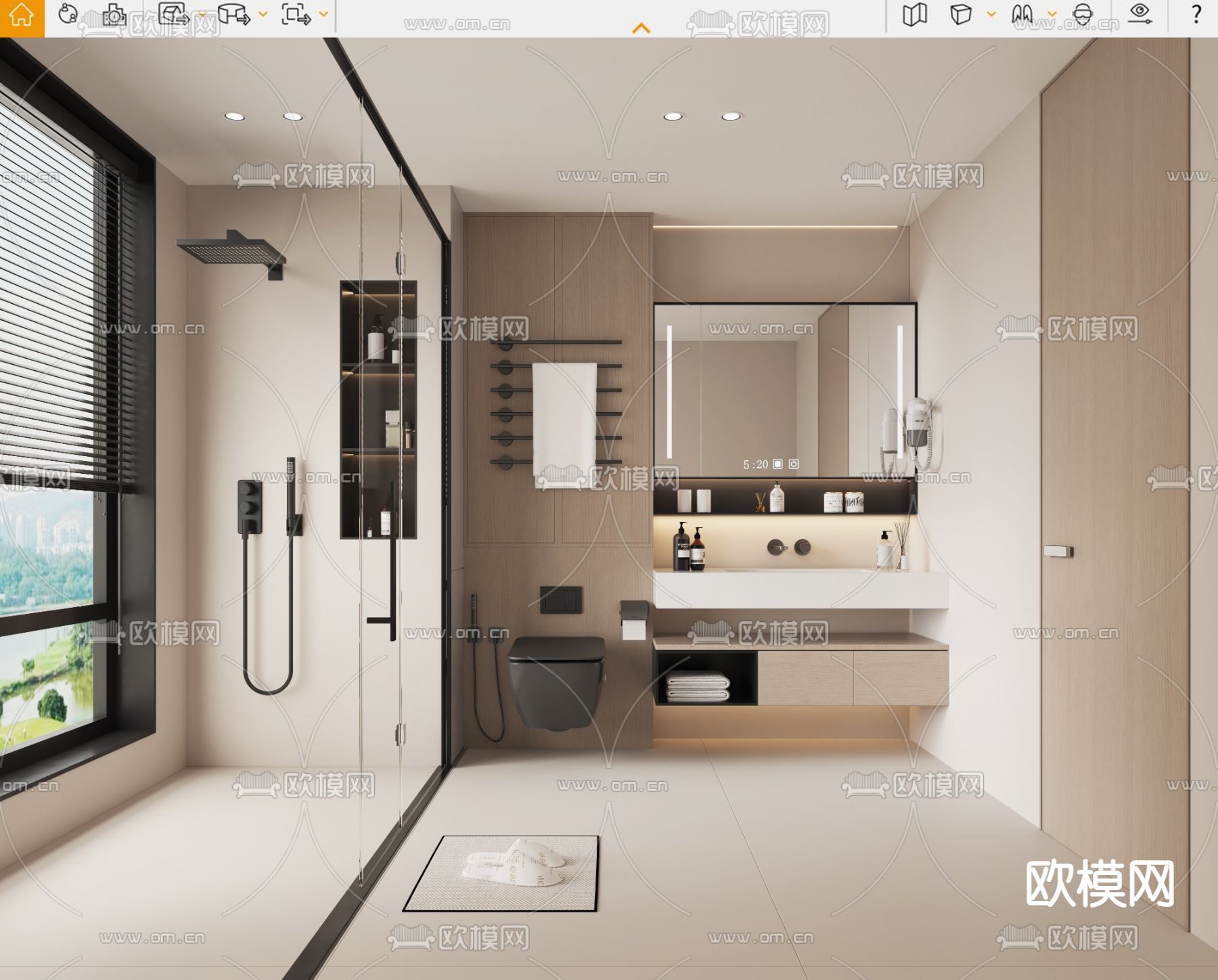 现代卫生间 浴室su模型下载（渲染图3）