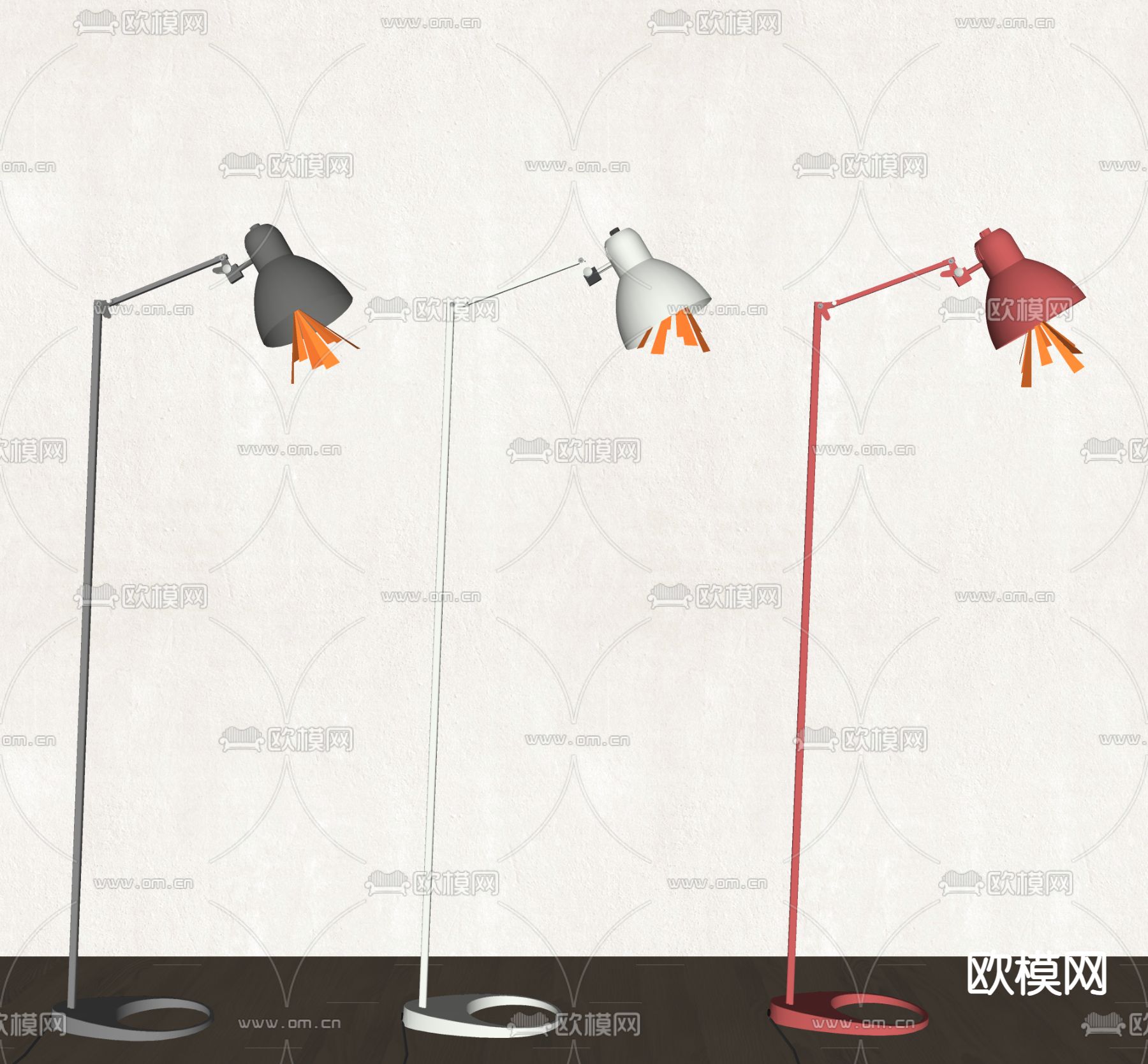 工业风落地灯su模型下载（渲染图2）