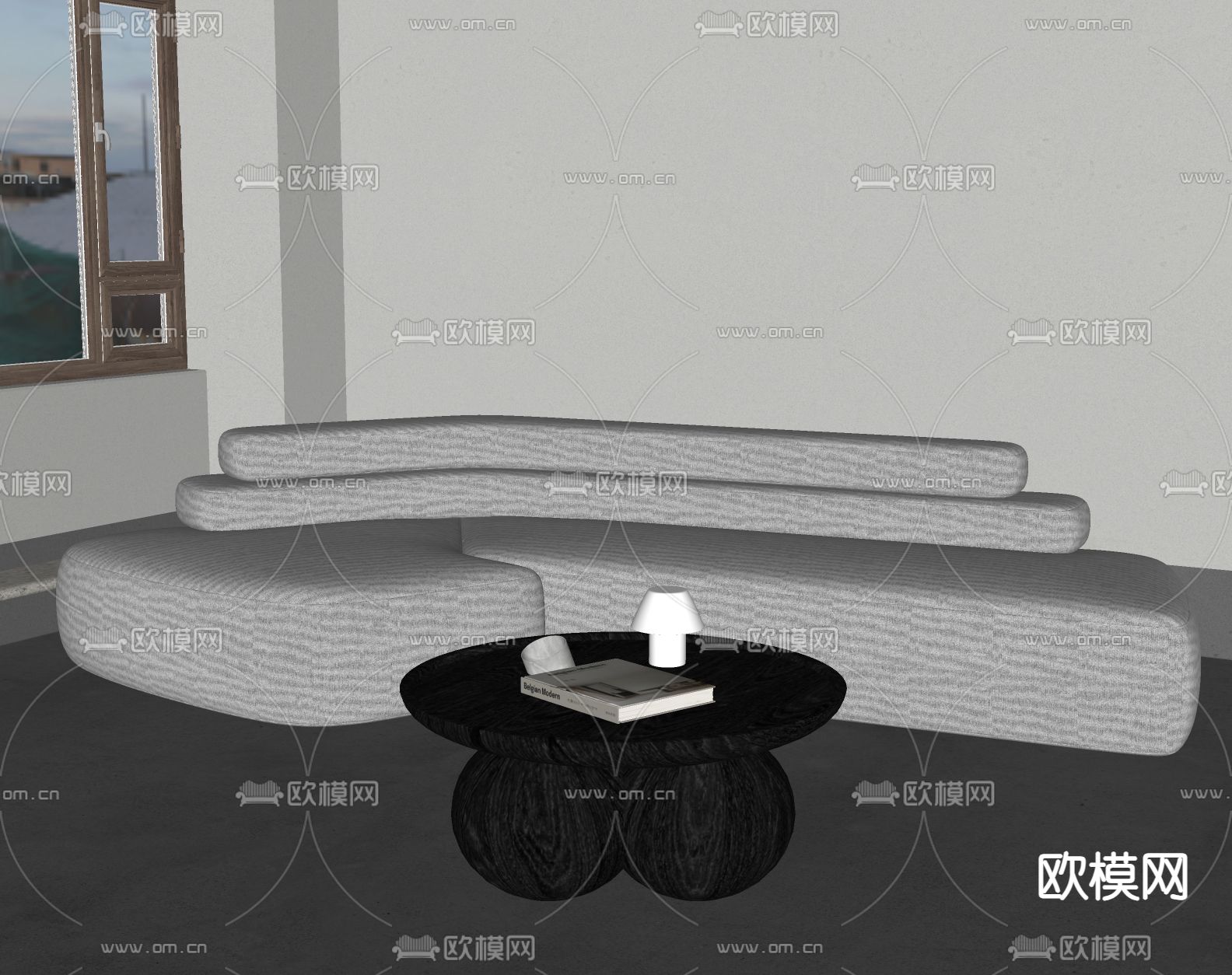 拐角沙发 软体沙发su模型下载（渲染图2）