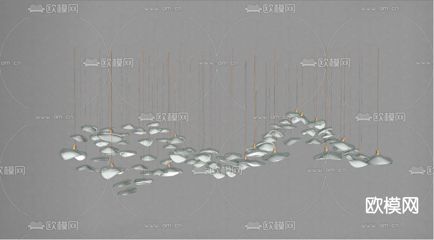 吊灯 玻璃吊灯 装饰吊灯su模型下载（渲染图2）